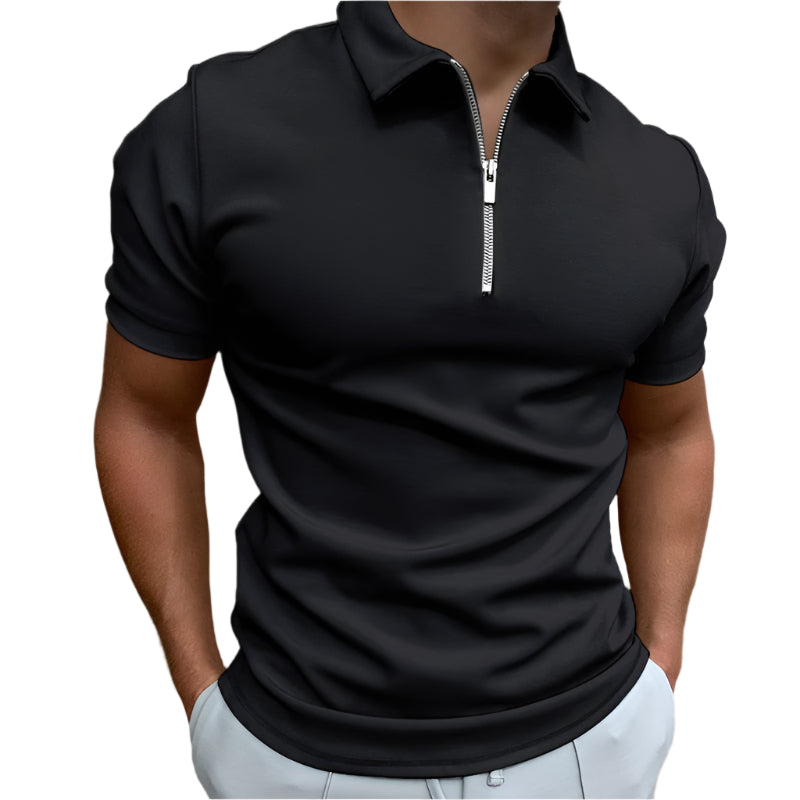 Herre Poloshirt Kortærmet Med Lynlås