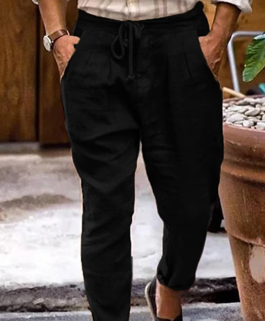 Variant image for Herre Bukser Linnen Tidløs Åndbar Normal Pasform-10