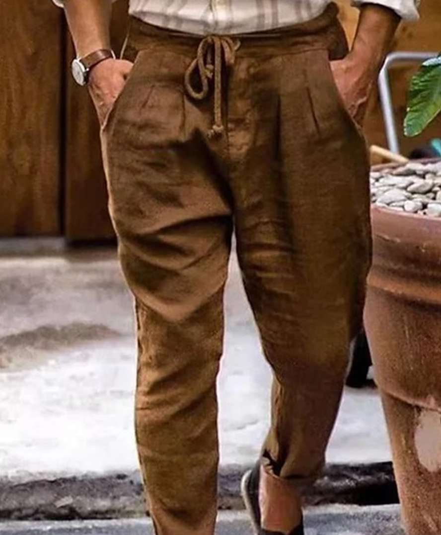 Variant image for Herre Bukser Linnen Tidløs Åndbar Normal Pasform-11