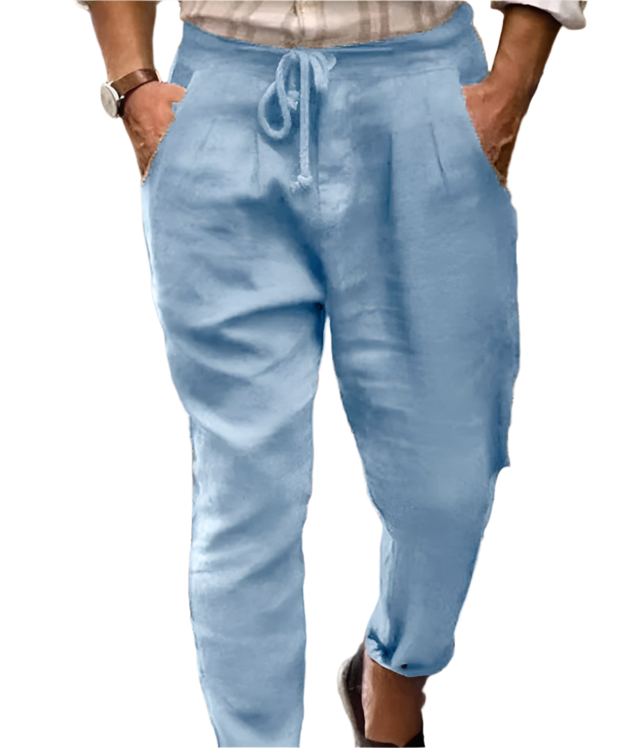 Herre Bukser Linnen Tidløs Åndbar Normal Pasform-4