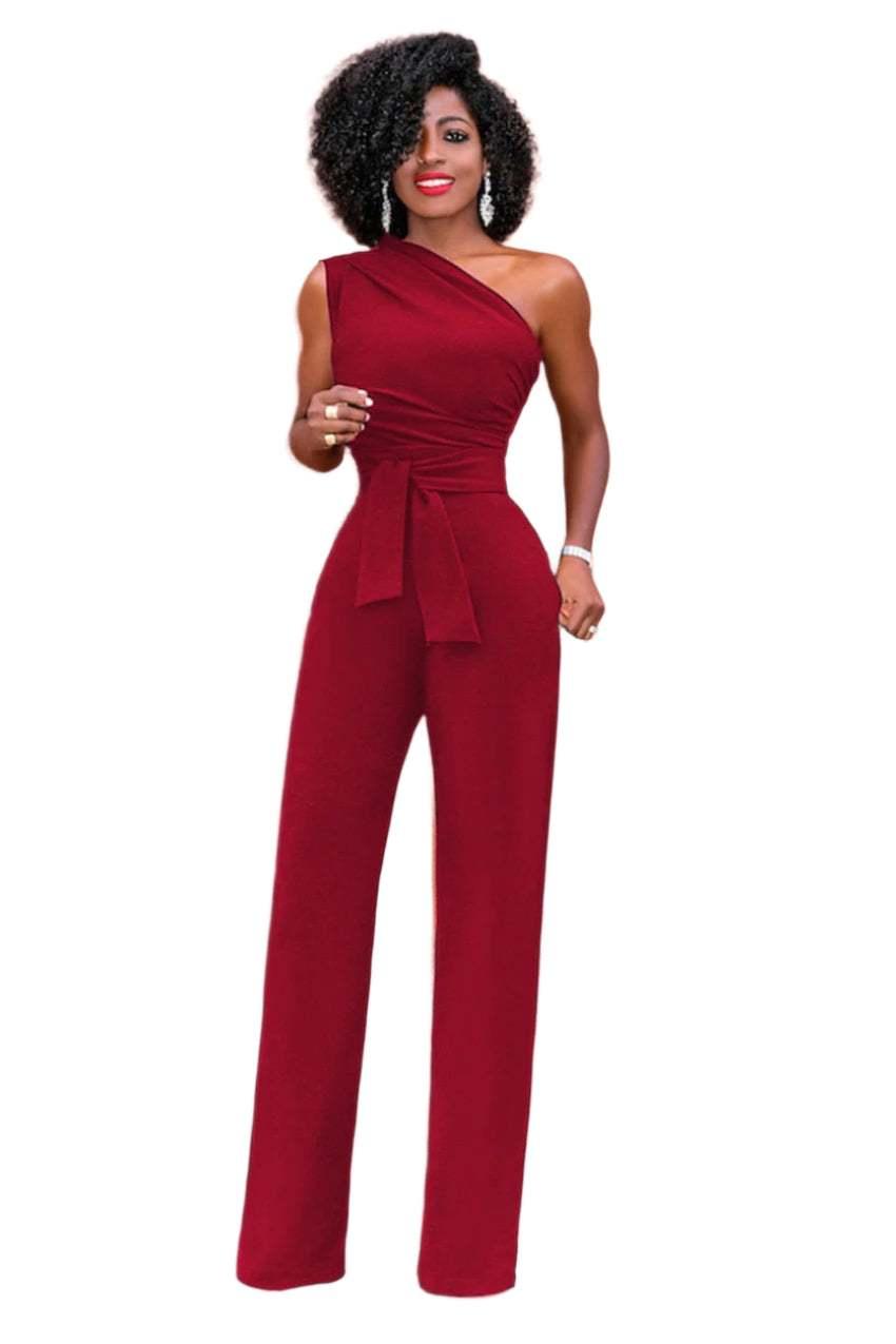 Kvinders Jumpsuit One-Shoulder Polyester Bomuld-1