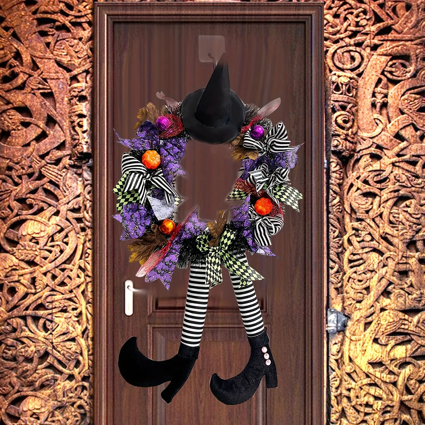 Halloween Dørkrans med Heksebens Design til Festlig Dekoration 1