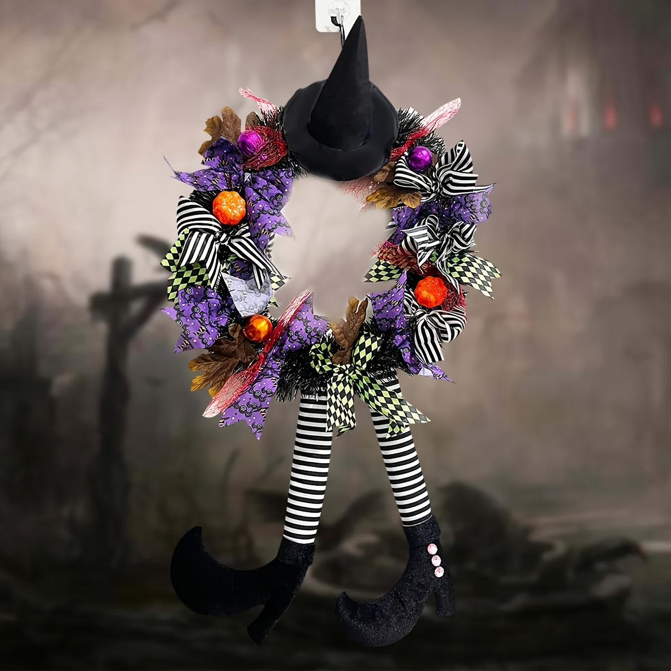 Halloween Dørkrans med Heksebens Design til Festlig Dekoration 6