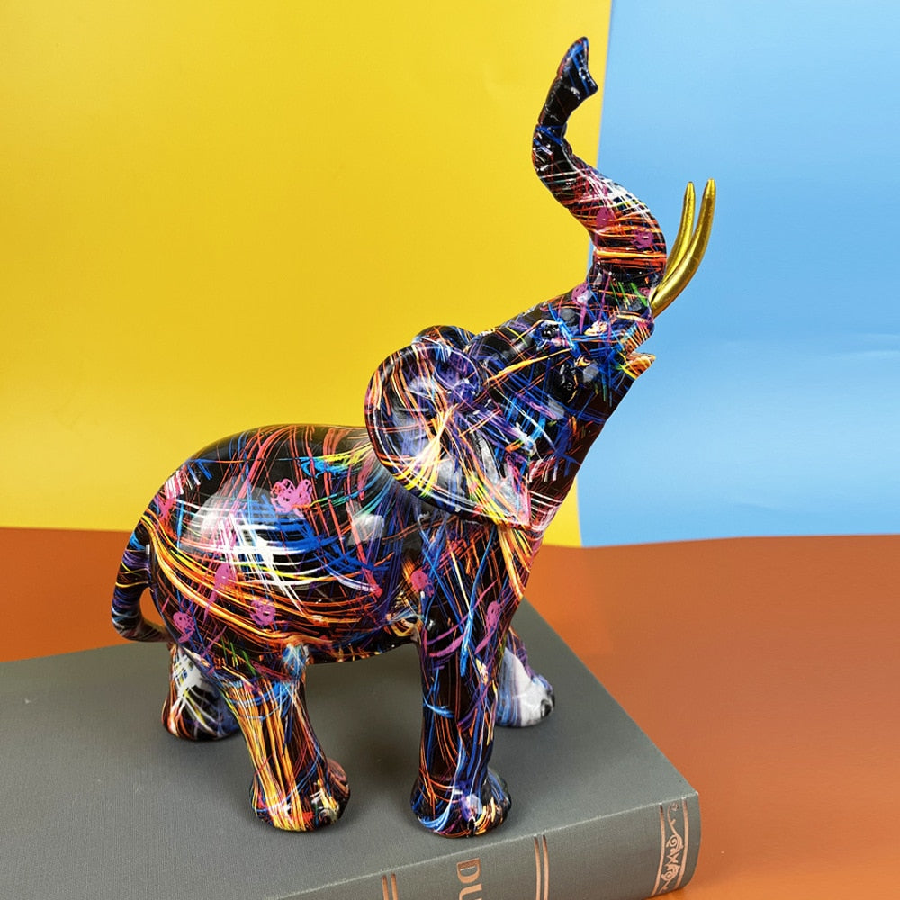 Håndlavet Abstrakt Elefant Skulptur Kunsthar Dekoration 2