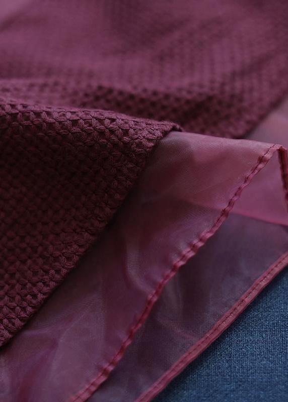 Herre Baggy Skjorte Patchwork i Burgunder - Komfortabel Løs Pasform Skjorte til Mænd 4