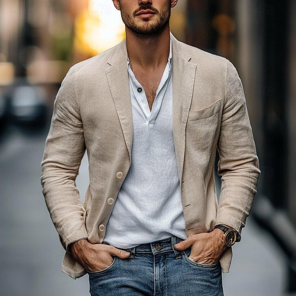 Herre Blazer Jakke Moderne Pasform Til Formelle Lejligheder 3