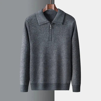 Herre Cardigan Høj Hals med Lynlås og Ribbede Kanter 2