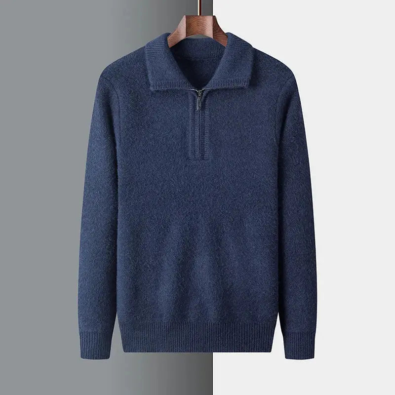 Herre Cardigan Høj Hals med Lynlås og Ribbede Kanter 3
