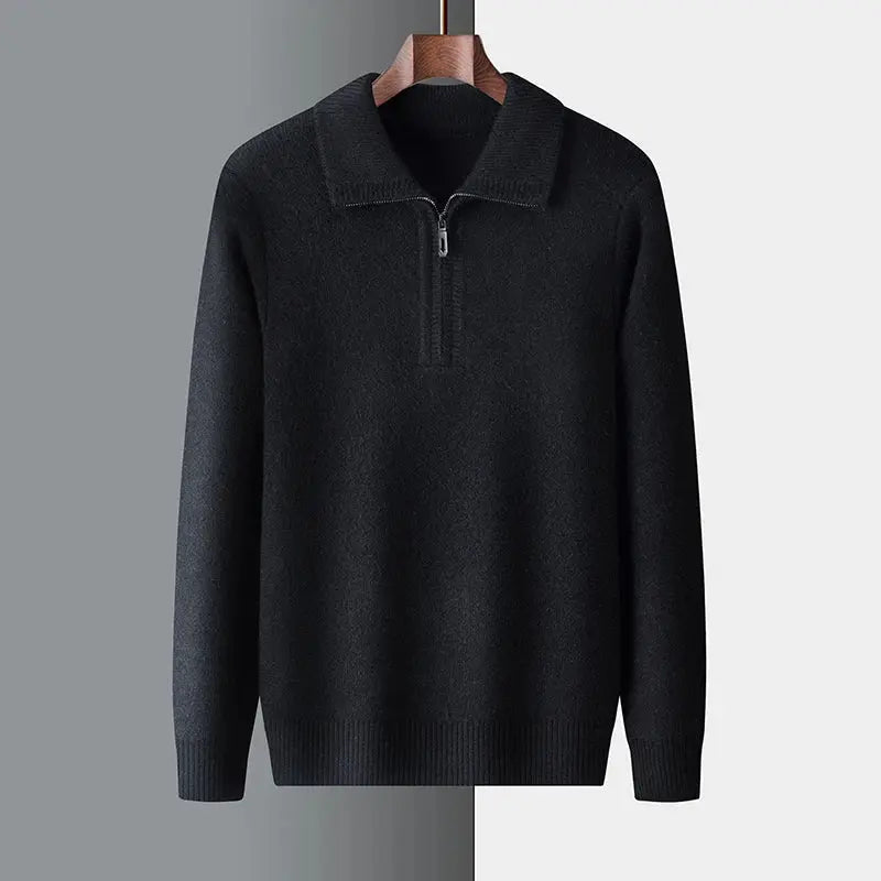 Herre Cardigan Høj Hals med Lynlås og Ribbede Kanter 6