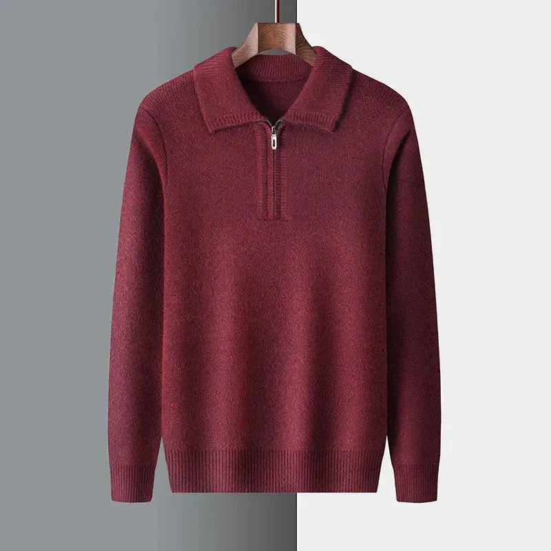Herre Cardigan Høj Hals med Lynlås og Ribbede Kanter 7