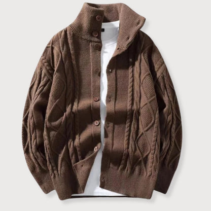 Herre Cardigan Kabelstrik Design til Mænd med Høj Krave 1