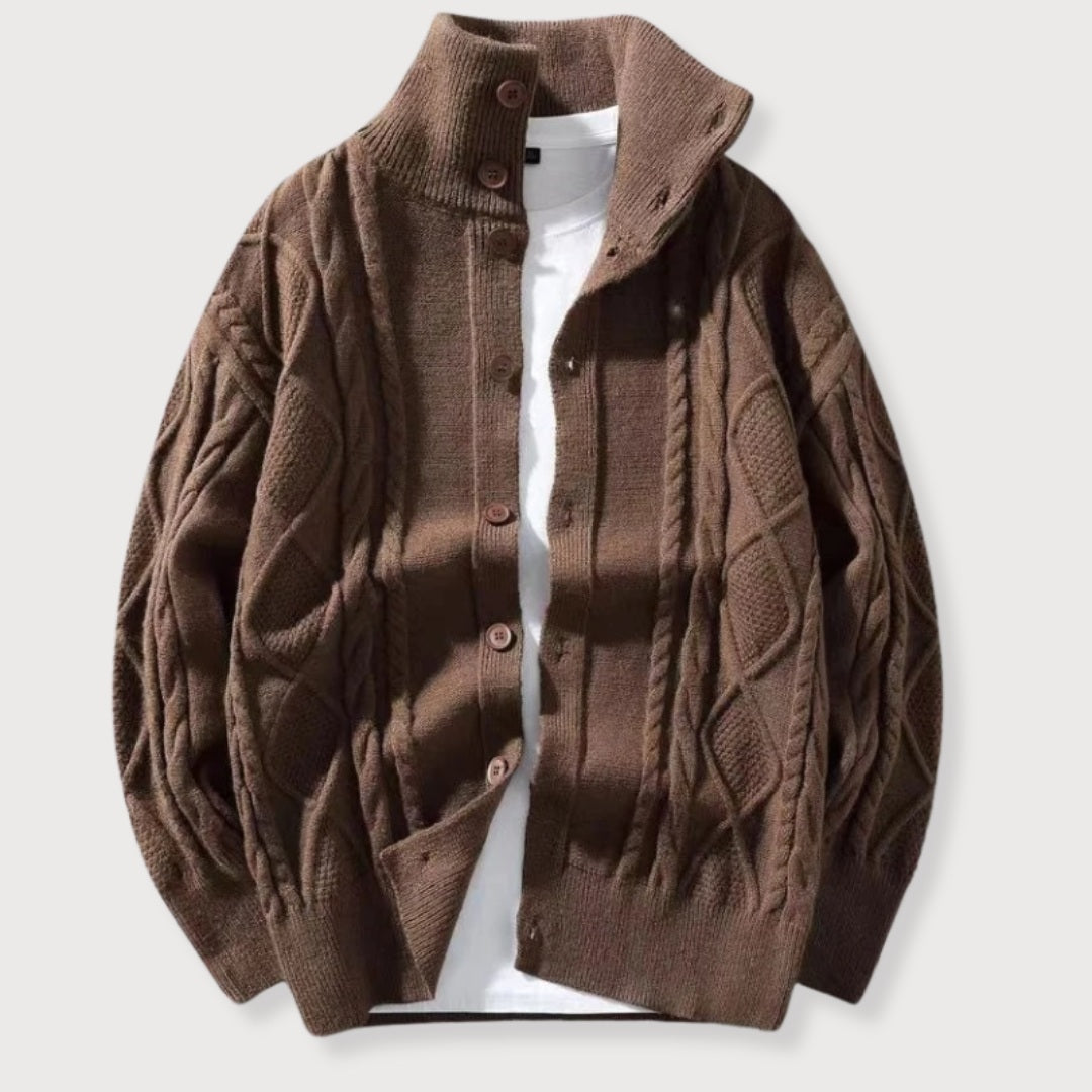 Herre Cardigan Kabelstrik Design til Mænd med Høj Krave 1