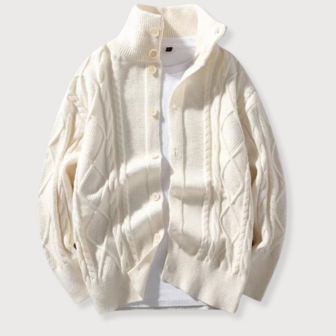 Herre Cardigan Kabelstrik Design til Mænd med Høj Krave 3