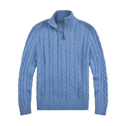 Herre Cardigan med Halv Glidelås i Bomuld 0