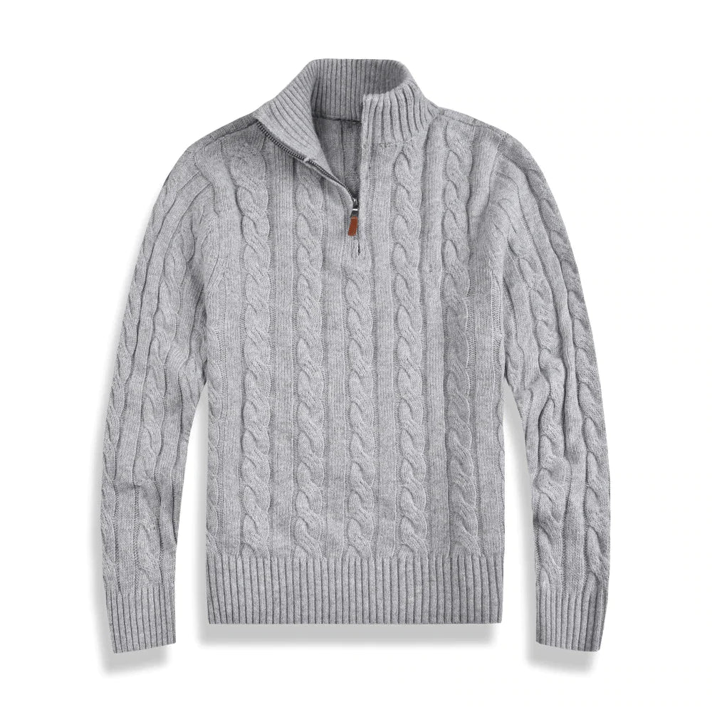 Herre Cardigan med Halv Glidelås i Bomuld 2