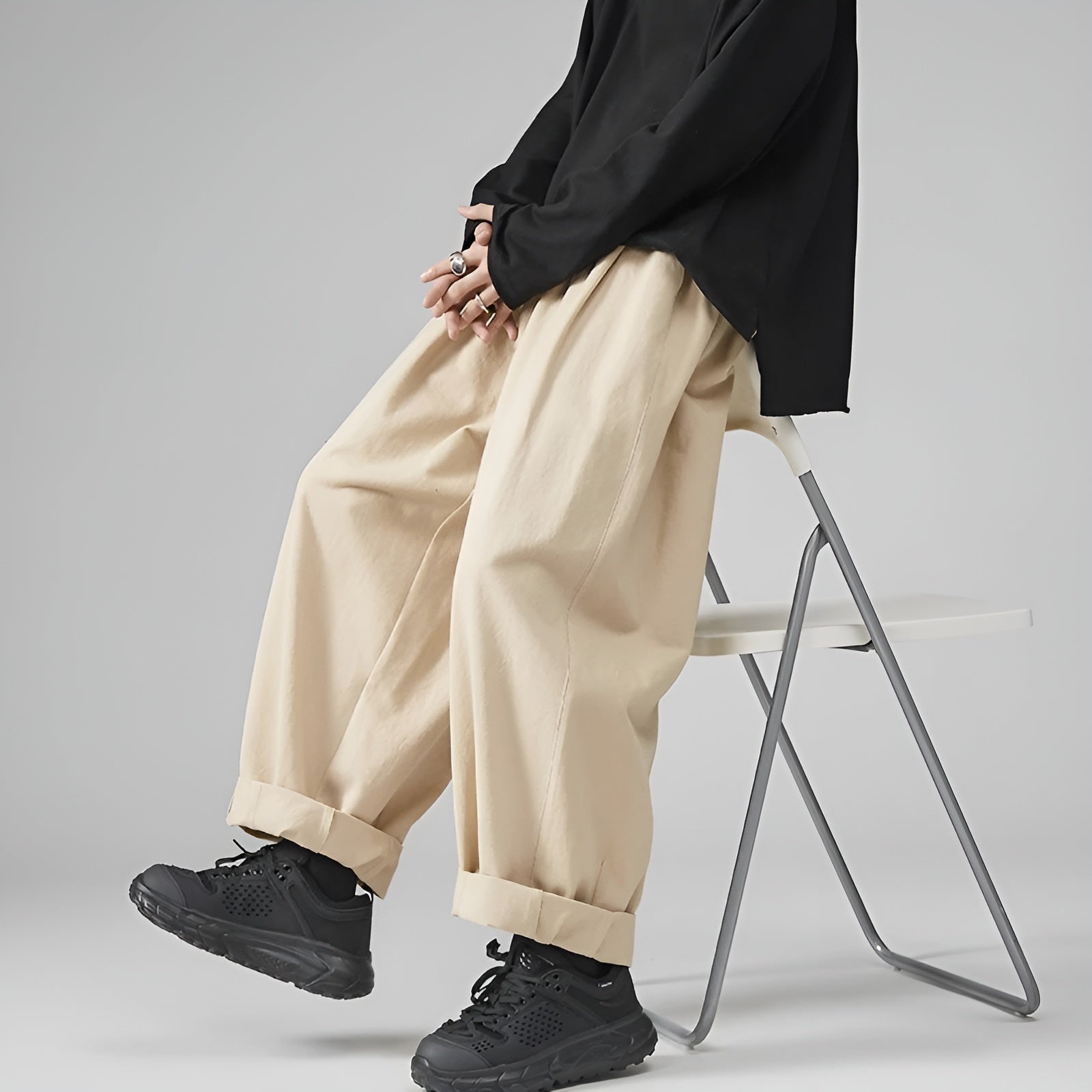 Herre Chinos Harem Bukser med Plisseringer 6