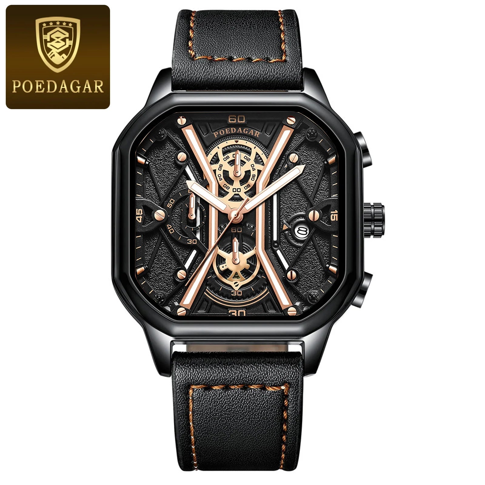 Herre Chronograph Ur med Skelet Design 1