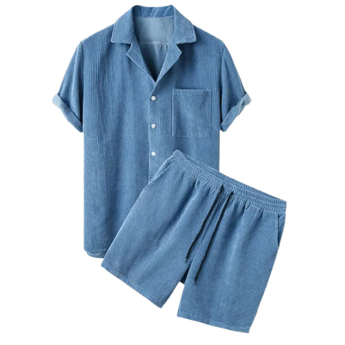 Herre Corduroy Skjorte & Shorts Sæt 0