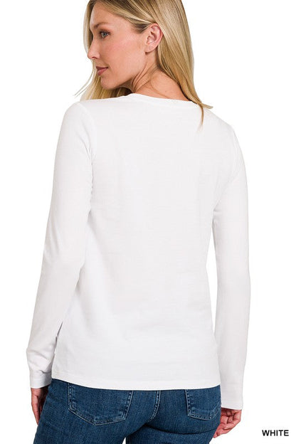 Herre Crew Neck Langærmet T-Shirt i Hvid 1
