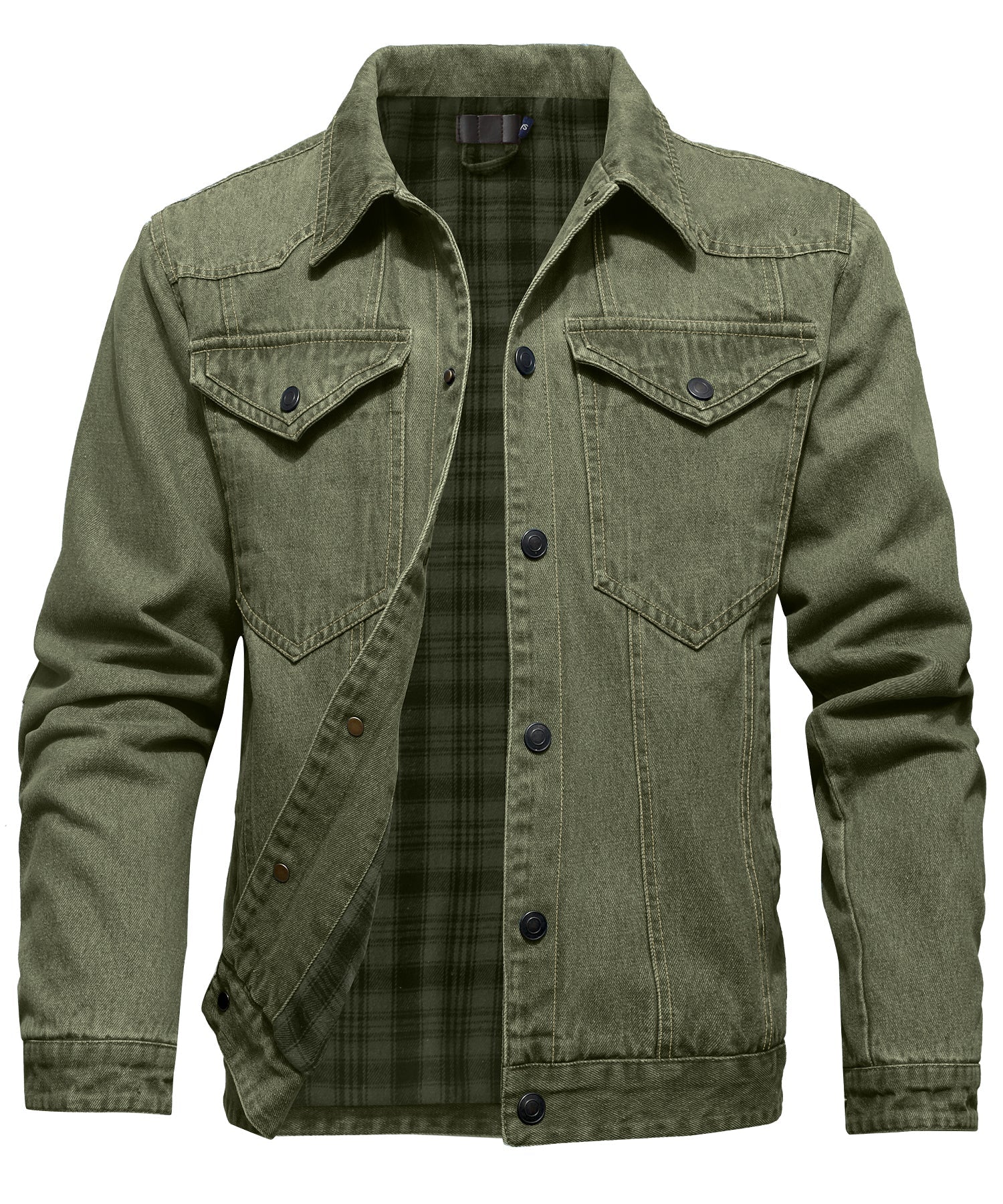 Herre Denim Jakke Flannel Foring 2