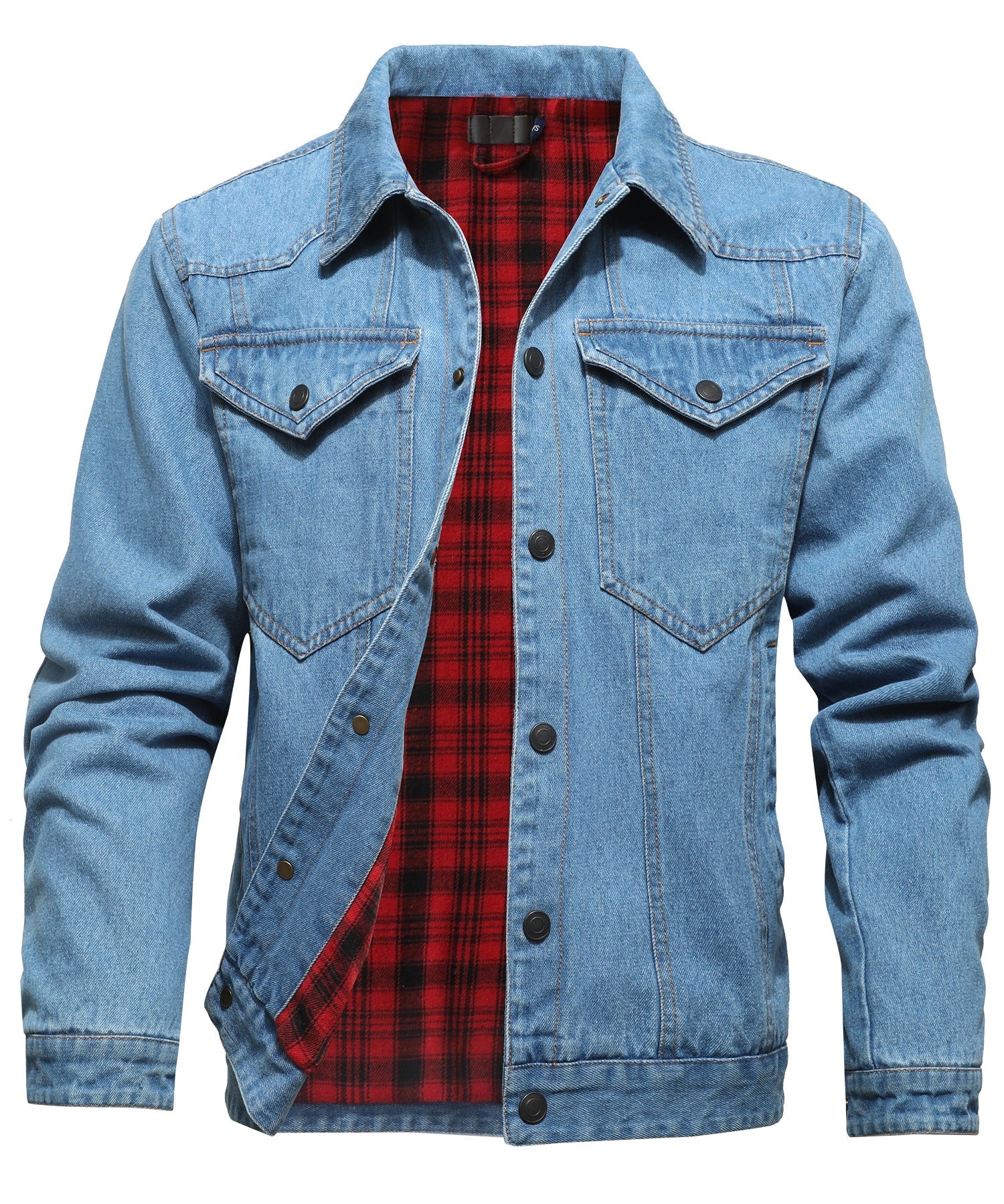 Herre Denim Jakke Flannel Foring 4