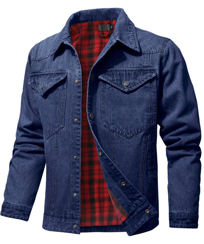 Herre Denim Jakke Flannel Foring 6