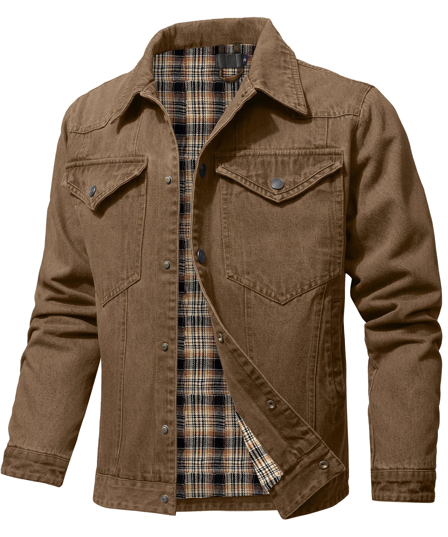 Herre Denim Jakke Flannel Foring 8