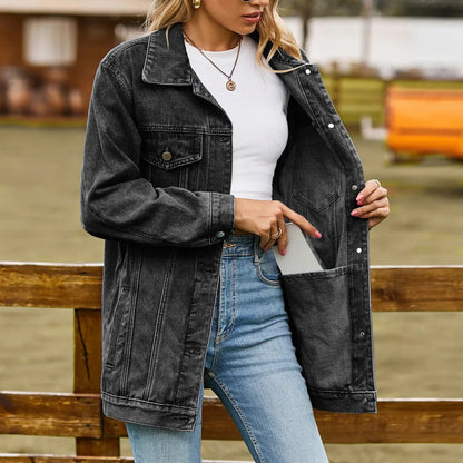Herre Denim Jakke Klassisk Mid-Length Blødt Denim 2