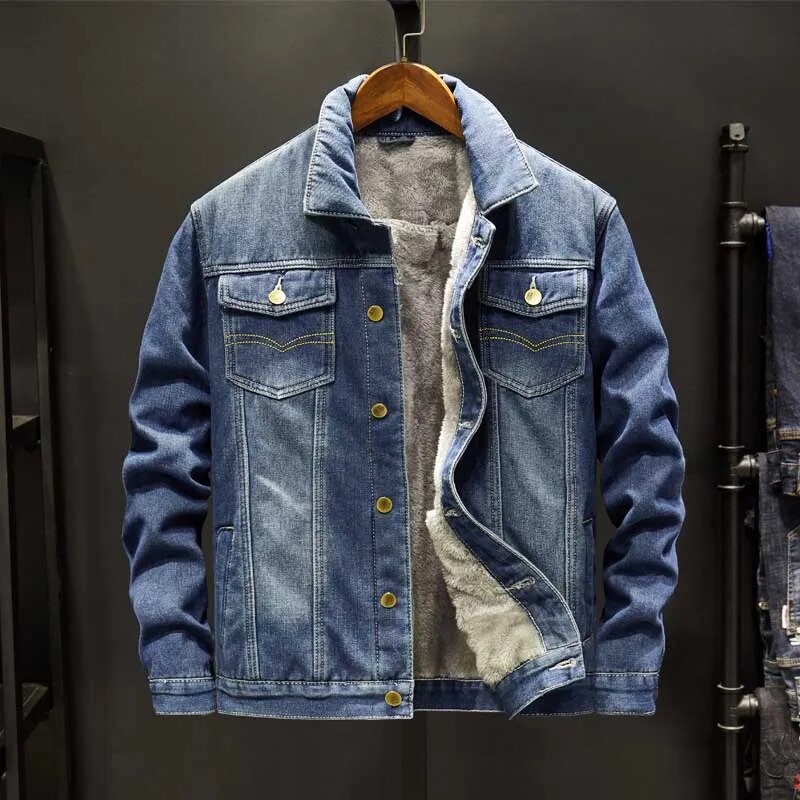 Herre Denim Jakke med Fleece Foring 2