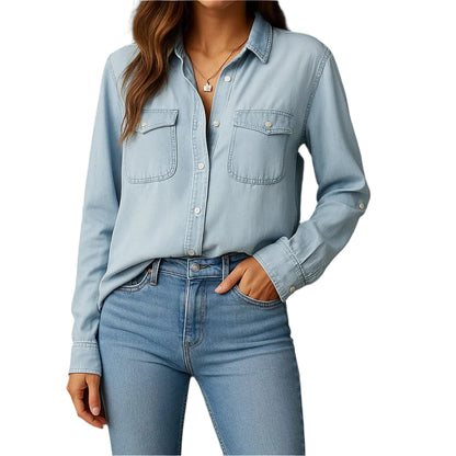 Herre Denim Skjorte Klassisk Afslappet Med Knapper 1