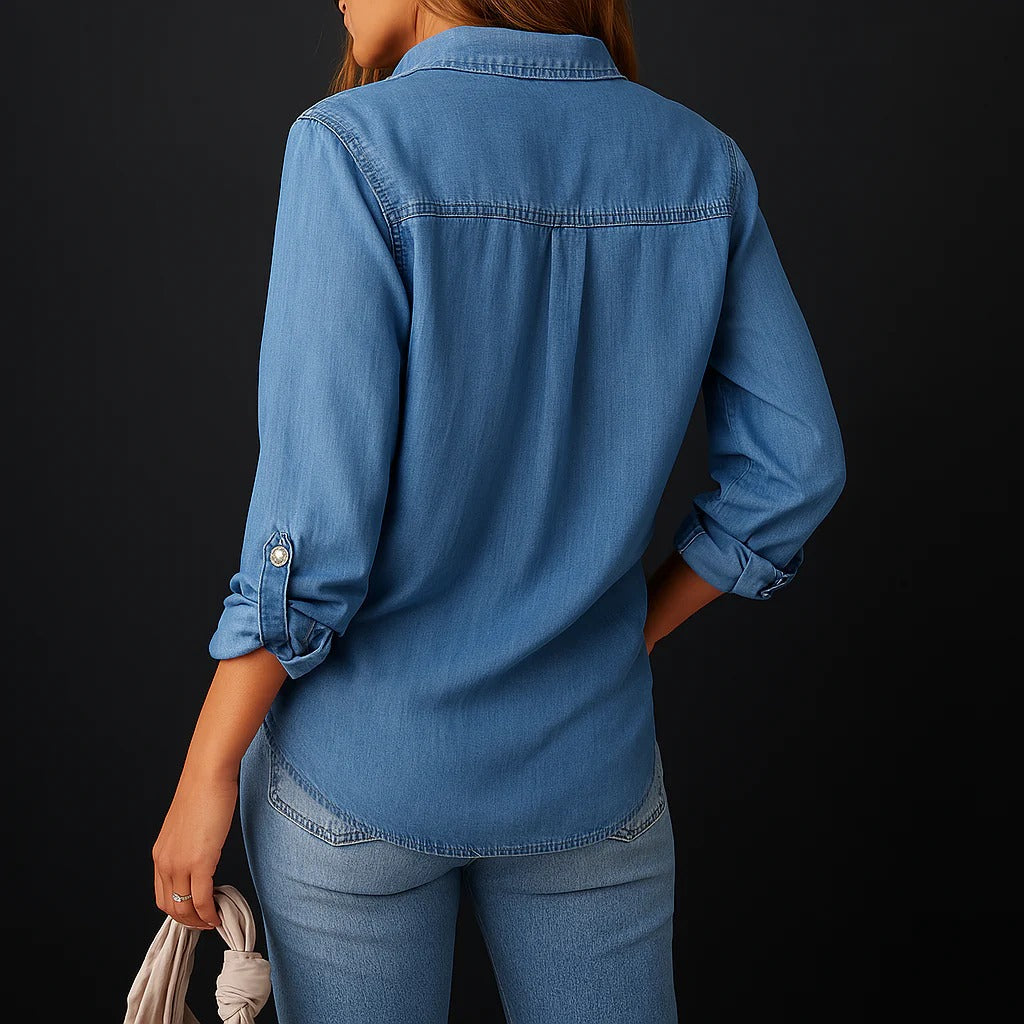 Herre Denim Skjorte Klassisk Afslappet Med Knapper 2