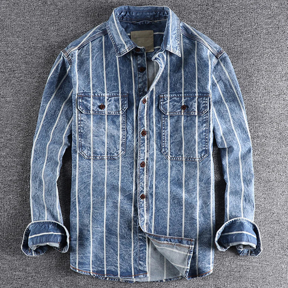 Herre Denimskjorte med Striber 1