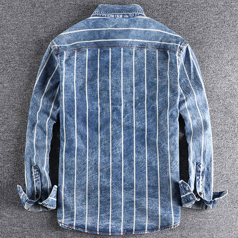 Herre Denimskjorte med Striber 2