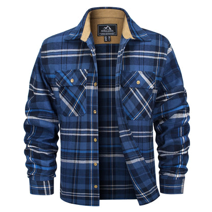 Herre Flannel Skjorte Langærmet Plaid Børstet Bomuld med Corduroy Krave 12