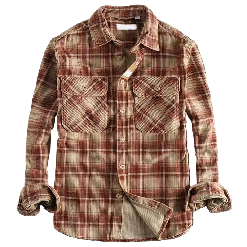 Herre Flannelskjorte med Klassisk Plaid Design 0