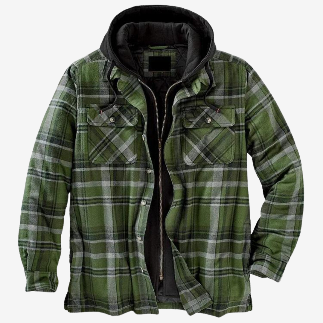 Herre Fleece Foret Jakke med Hætte i Ruitemønster 4