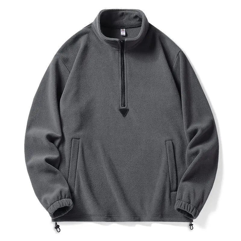 Herre Fleece Sweater med Kvart Lynlås 0
