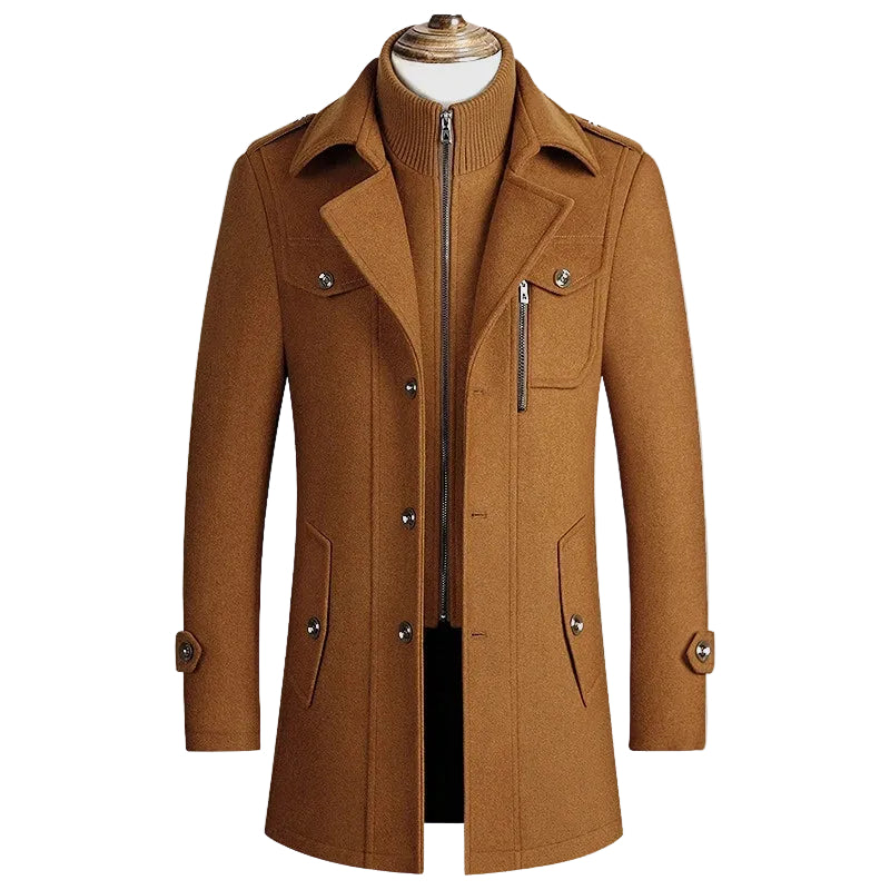 Herre Frakke Med Knap Front Og Epaulet Detaljer 0