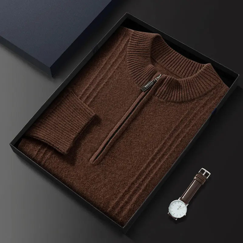 Herre Halv Lynlås Cardigan Casual 2
