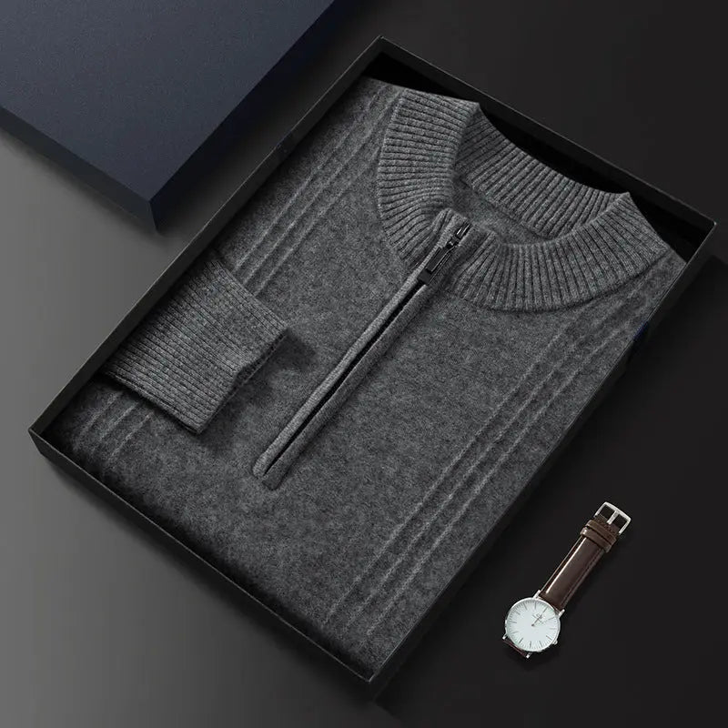 Herre Halv Lynlås Cardigan Casual 5