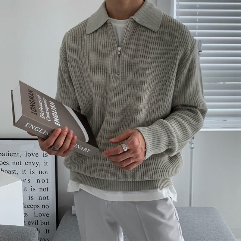 Herre Halv Zip Sweater Moderne Design 1