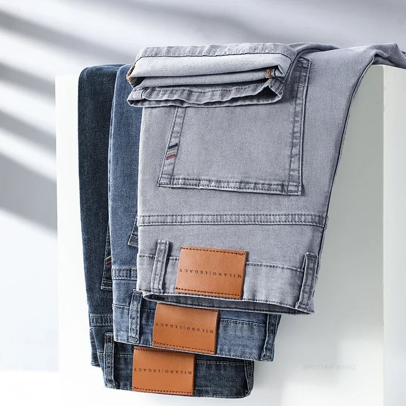Herre Jeans Højtaljet Med Lige Ben 1