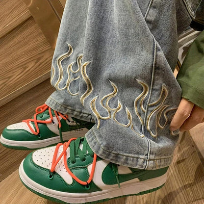 Herre Jeans med Unik Flamme Design i Blødt Denim 2