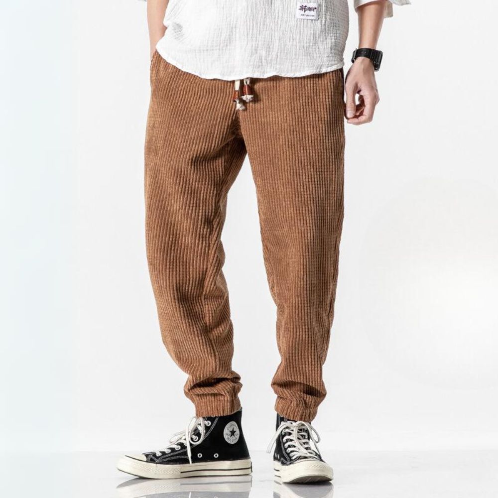 Herre Joggingbukser Corduroy Justerbart Snoretræk Regular Fit 7