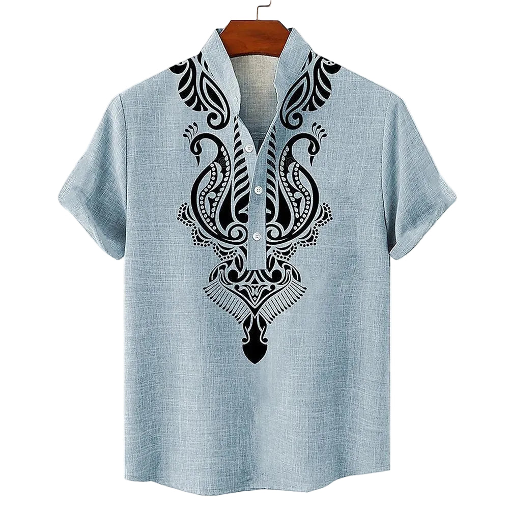 Herre Kortærmet Skjorte Med Kunstnerisk Print 0