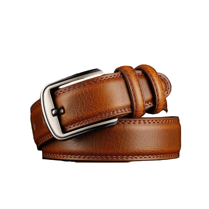 Herre Læderbælte Minimalistisk Design Med Børstet Metalspænde 0