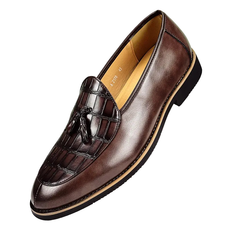 Herre Loafers Med Kvaster Og Krokodillepræg Stilfulde Mænds Sko 0