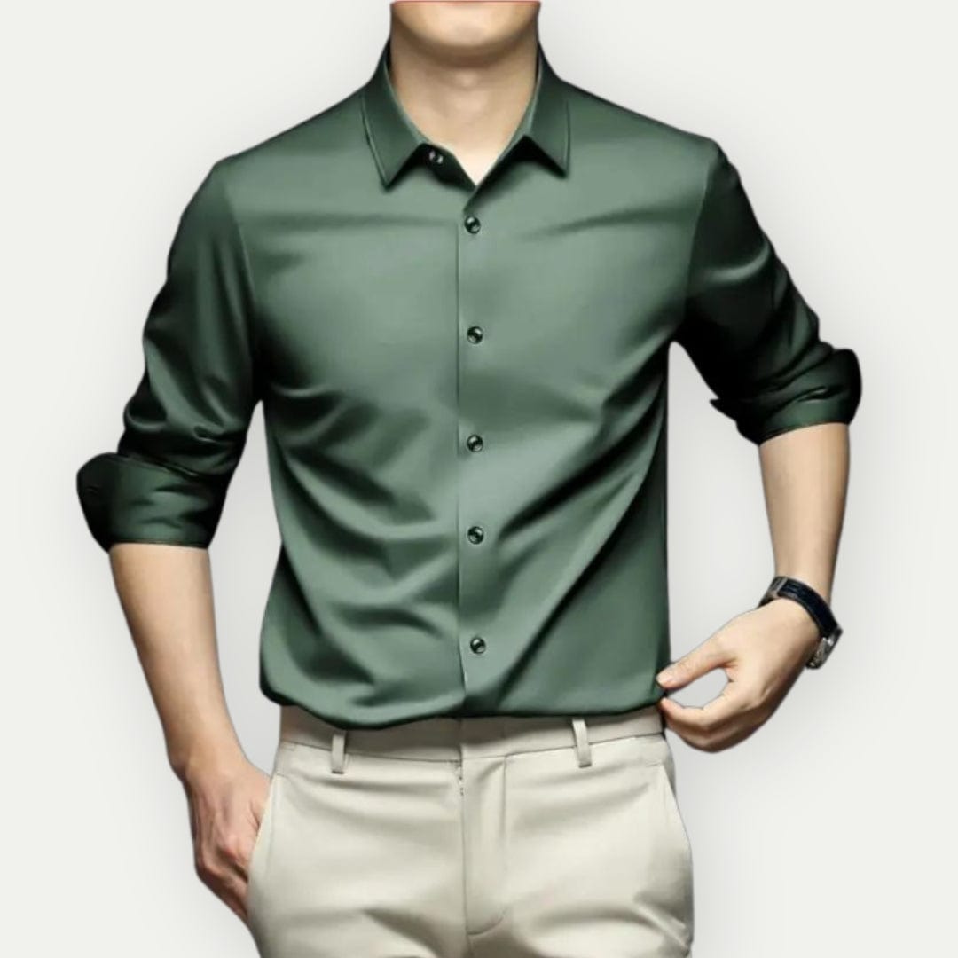 Herre Overhemd Slim Fit Non-Iron Åndbar Stof 1