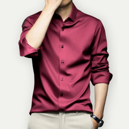 Herre Overhemd Slim Fit Non-Iron Åndbar Stof 3