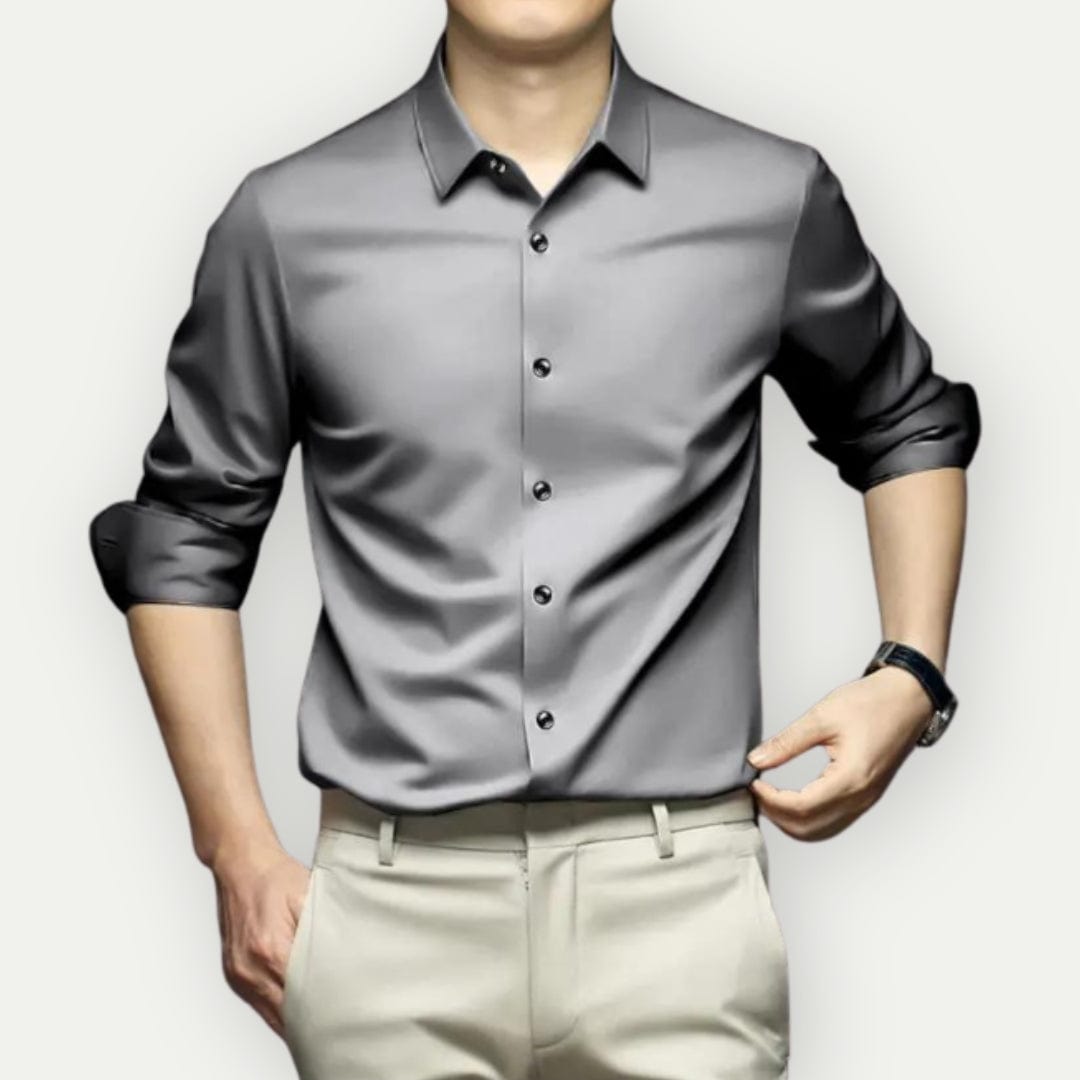Herre Overhemd Slim Fit Non-Iron Åndbar Stof 4